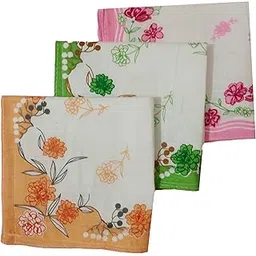 taur tappa Hanky Set For Women with Zipper Pocket Pure Soft Cotton Girls Female Ladies Cute Floral Flower Printed Handkerchief Combo - Pack of 3-picture-30