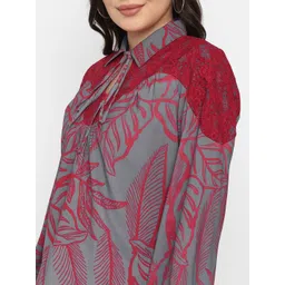 Taurus Floral Printed Tie Up Neck Top & Trouser image 2