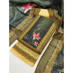 TAVAS Floral Printed Linen Beads And Stones Unstitched Dress Material-picture-14