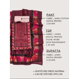 TAVAS Floral Printed Linen Unstitched Dress Material image 4