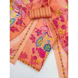 TAVAS Floral Printed Sequinned Linen Unstitched Dress Material-picture-13