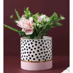 Pink & Black Ceramic Desk Pot by Tayhaa-picture-14