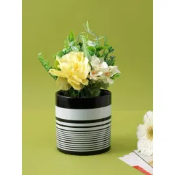 Tayhaa Black & Silver Ceramic Spiral Print Planter-picture-29