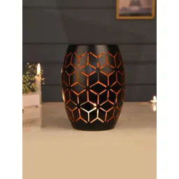 Tayhaa Black Metal Geometric Cutout Tealight Holder-picture-19