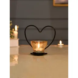 Tayhaa Black Metal Tealight Holder with Heart Design-image-31
