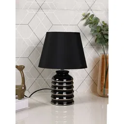 TAYHAA Black Textured Ceramic Frusturical Shaped Table Lamp-picture-35