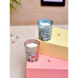 TAYHAA Blue & Peach Wax Illuminated Candle - Set of 2-picture-37