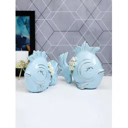 TAYHAA Blue & White 2 Pieces Fishs Ceramic Showpieces-picture-30