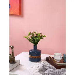 TAYHAA Blue Ceramic Flower Vase With Home With Garden Band-picture-35