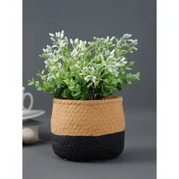 TAYHAA Brown & Black Jute-Like Textured Ceramic Planter-picture-26