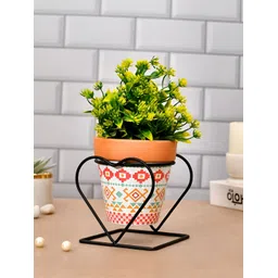 TAYHAA Brown & White Ceramic Indoor Planter With Stand-picture-16