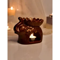 TAYHAA Brown Elephant Flower Cut Shaped Ceramic Aroma Oil Diffuser image 1