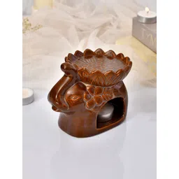TAYHAA Brown Elephant Flower Cut Shaped Ceramic Aroma Oil Diffuser image 5