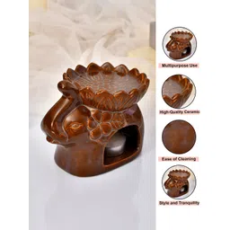 TAYHAA Brown Elephant Flower Cut Shaped Ceramic Aroma Oil Diffuser image 4
