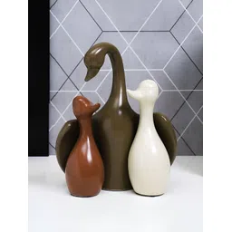 TAYHAA Cream-Coloured & Green 3 Pieces Duck Ceramic Showpieces-picture-19