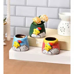 tayhaa Enamel Multicolour Ceramic (Set of 3) Desk Pots-picture-18