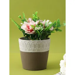 TAYHAA Grey & Brown Floral Textured Ceramic Planter-picture-28