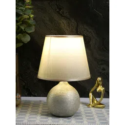 TAYHAA Grey & Gold-Toned Textured Ceramic Contemporary Frusturical Shaped Table Lamp-picture-13