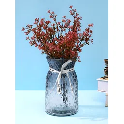 TAYHAA Grey & Transparent Glass Patterned Flower Vase-picture-35