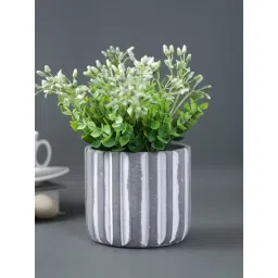 Tayhaa Grey Ceramic Striped Planter-picture-33