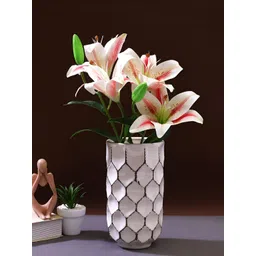 TAYHAA Pink 2 Pieces Lily Artificial Flower With Pot-picture-39