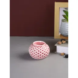Tayhaa Pink Ceramic Abstract Candle Holder-picture-13