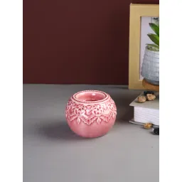 Tayhaa Pink Ceramic Abstract Candle Holder-picture-21
