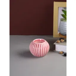 Tayhaa Pink Ceramic Abstract Candle Holder-picture-44