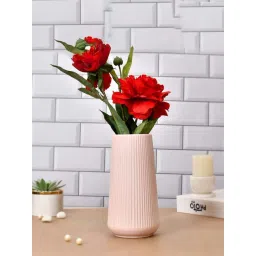 Tayhaa Pink Ceramic Cool & Calm Ribbed Vase-picture-22