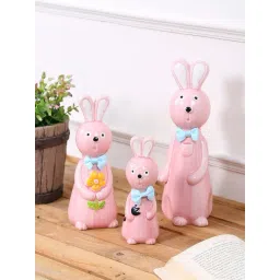 Tayhaa Pink Ceramic Delightful Rabbit Family - Set of 3-picture-10