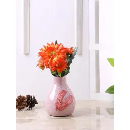 Tayhaa Pink Ceramic Vintage Feather Designed Flower Vase - Set of 1-picture-31