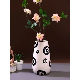 TAYHAA Printed White & Black Ceramic Flower Vase-image-45
