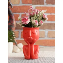 Tayhaa Red Ceramic Human Figurine Flower Vase - Set of 1-picture-10
