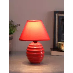 Tayhaa Red Ceramic Table Lamp with Shade - Set of 1-picture-13