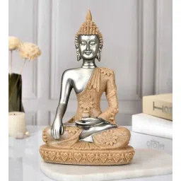 tayhaa Serenity Buddha Silver & Beige Resin Figurine-picture-35