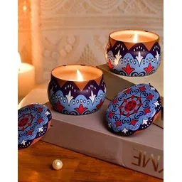 tayhaa Set of 2 Printed Serenity Candle Jars with Lid-picture-41