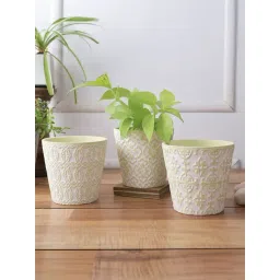 tayhaa Set of 3 Light Green colored Planters with white tribal design-picture-30
