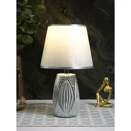 TAYHAA Silver-Toned Ceramic Frustum Shaped Table Lamp-picture-26