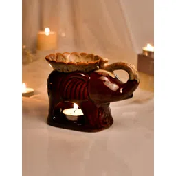 TAYHAA Tranquil Maroon Elephant Shaped Ceramic Aroma Oil Diffuser-picture-41