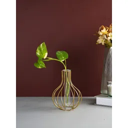 TAYHAA Transparent Metal & Glass Flower Vase-picture-12