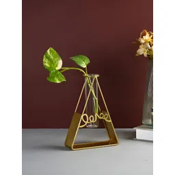 TAYHAA Transparent Metal & Glass Flower Vase-picture-10