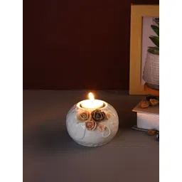 TAYHAA White & Beige Floral Radiance Candle Holder-picture-14