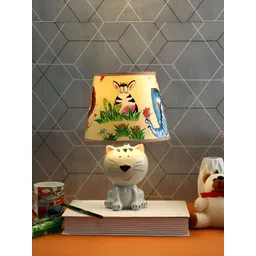 TAYHAA White and Black Printed Ceramic Cylindrical Shaped Table Lamp-picture-14