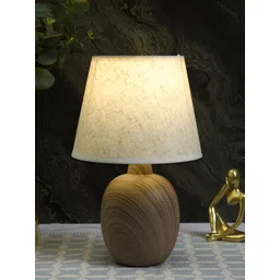 TAYHAA White and Brown Ceramic Contemporary Frusturical Shaped Table Lamp-picture-34
