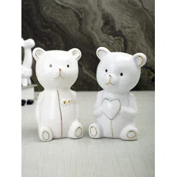 TAYHAA White & Gold Toned 2 Pieces Teddy Bears Ceramic Showpieces-picture-12