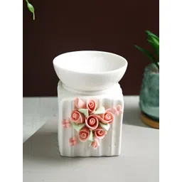 TAYHAA White & Pink Floral Textured Ceramic Candle Holder-picture-32