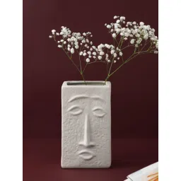 Tayhaa White Ceramic Face Shaped Vase-picture-43