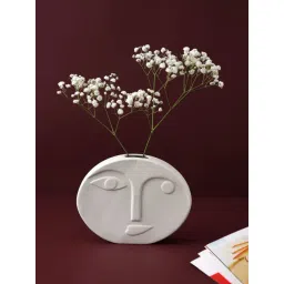 Tayhaa White Ceramic Face Small Vase-picture-41