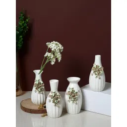 Tayhaa White Ceramic Floral Flower Vases - Set of 4-picture-21