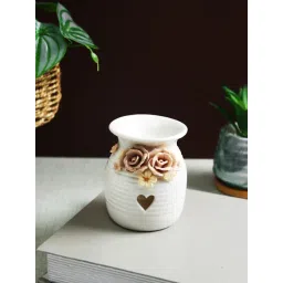 Tayhaa White Ceramic Heart & Floral Tealight Holder-picture-26